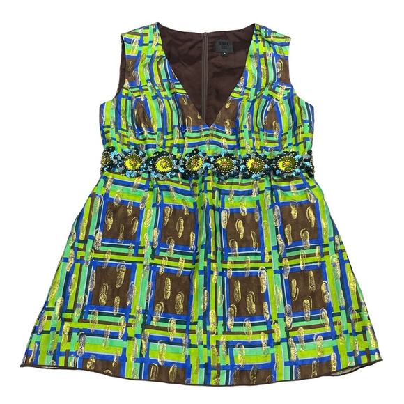 ANNA SUI Vintage Metallic Shimmering Sequins Plaid Top Sz 4 - Picture 3 of 6